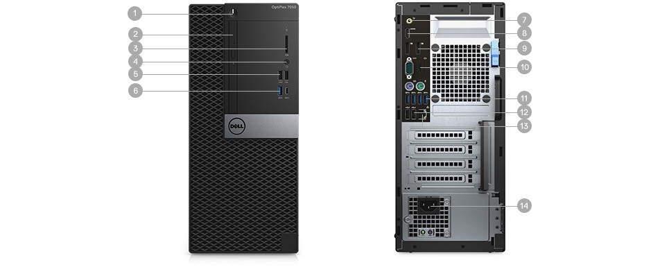 Description: Tháp OptiPlex 7050 mới & Hệ số dạng nhỏ - Cổng & khe - Tháp